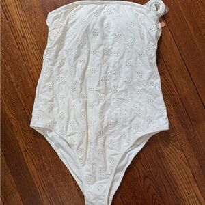 Shade and Shore Floral Eyelet Bodysuit in Cream